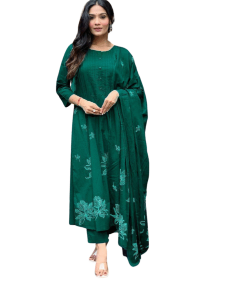 Chic Cotton Delight ? Embroidered Floral Printex Dress (XXL)